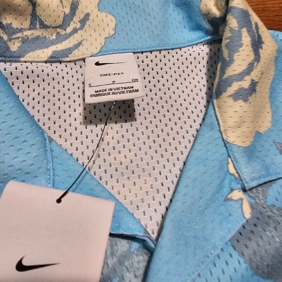 Nike Rose City Mesh Button-Up Shirt Dri-Fit Floral Men's Small S Blue FJ1650-499 - Picture 12 of 13